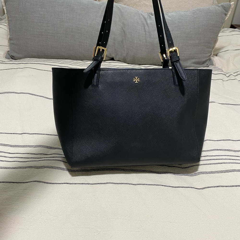 Tory Burch Black Leather Staffiano Tote bag